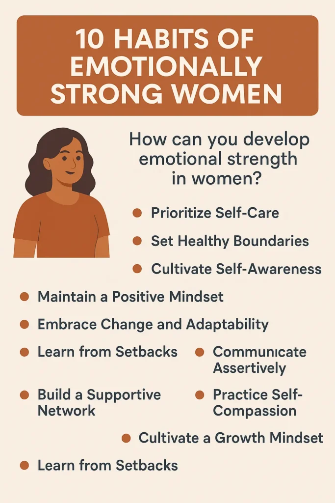 10 Habits of Emotionally Strong Women 7 qualities of a good woman 6 characteristics of a strong woman 20 qualities of a good woman How to be emotionally strong woman in a relationship Signs of a strong woman in a relationship 100 qualities of a good woman Strong woman characteristics How to become a strong woman mentally