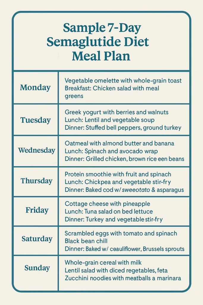 Sample 7-Day Semaglutide Diet Meal Plan