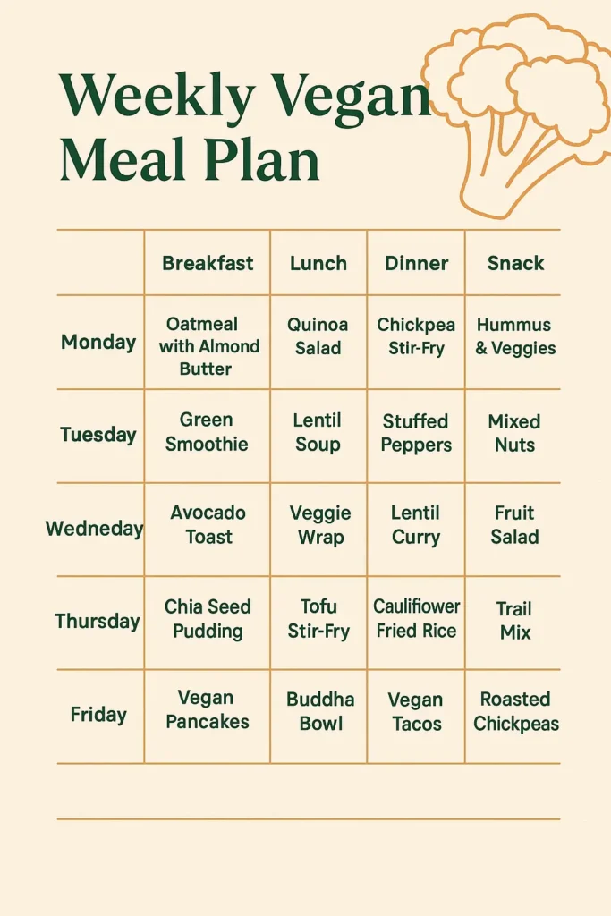 Weekly Vegan Meal Plaan